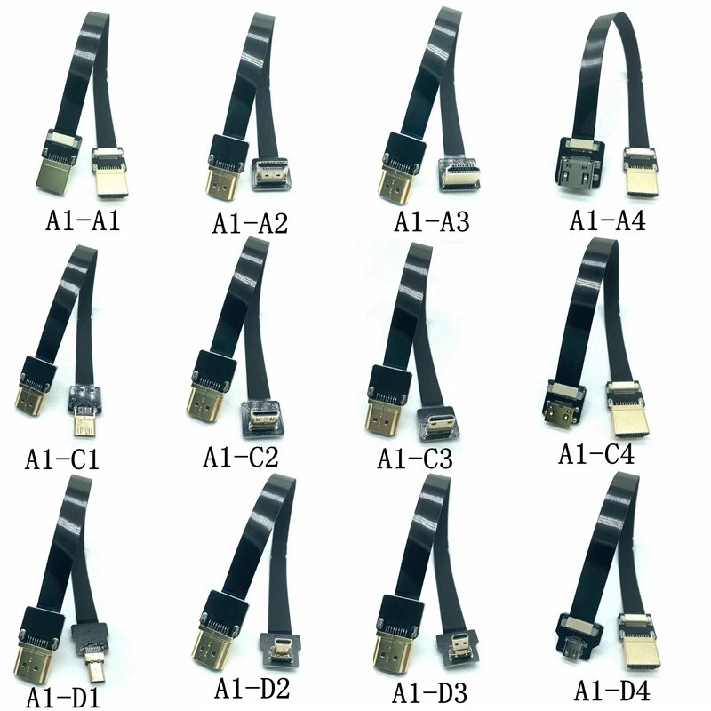 

Плоский кабель FPV HD Type A, со штекером вверх-вниз, под углом 90 градусов и HDMI, для камеры, мультикоптера, аэрофотосъемки