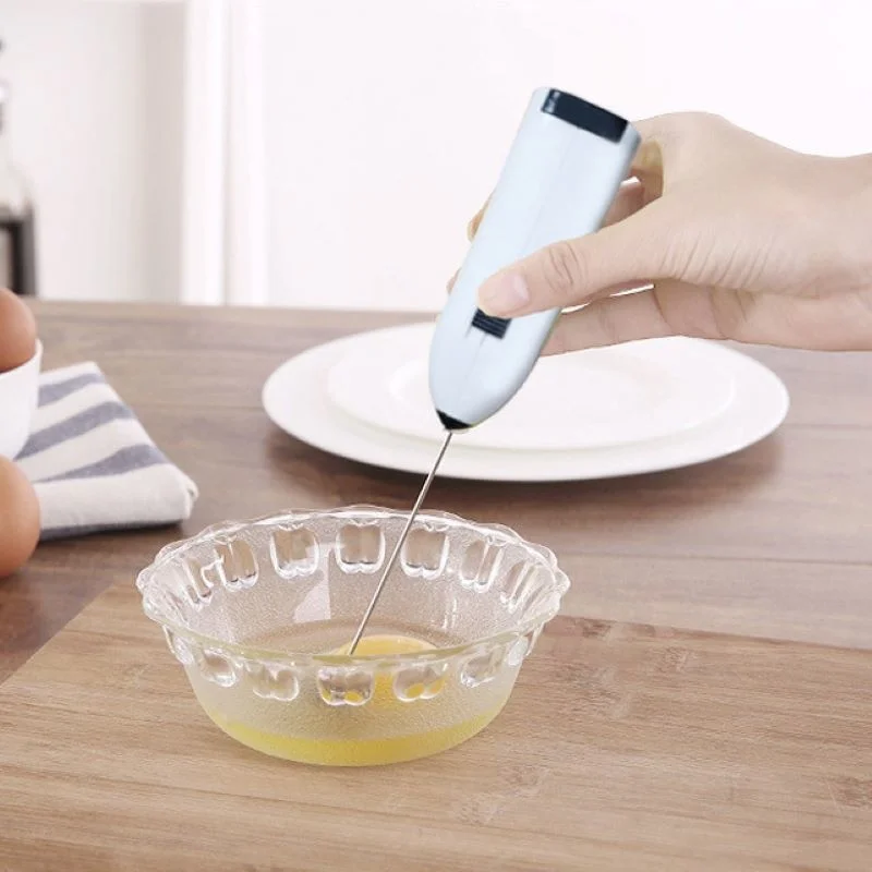 

Mini Stainless Electric Handheld Egg Beater Household Kitchen Steel Coffee Milk Tea Blender Beat up the Cream Stirring