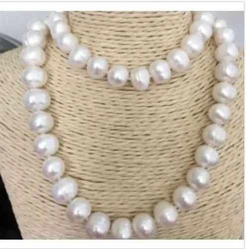 

Hand knotted natural 10-11 mm white fresh water cultured pearl necklace long 90cm fashion jewelry