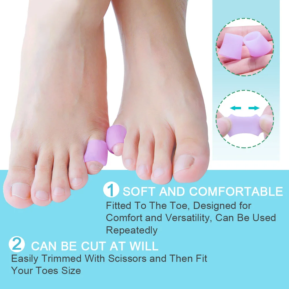 2-10pcs Purple Silicone gel little toe tube corns blisters Corrector pinkie protector bunion sleeve Bone Brace Support - купить по