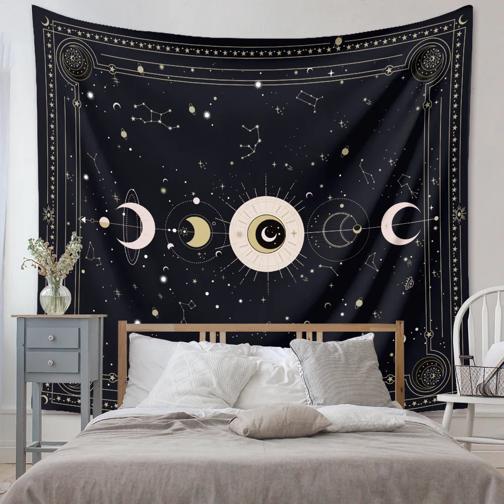 

Vintage European Magic Array Tapestry Mandala Medieval Tarot Moon Astrology Divination Hippie Tapestries Wall Hanging Dorm Decor