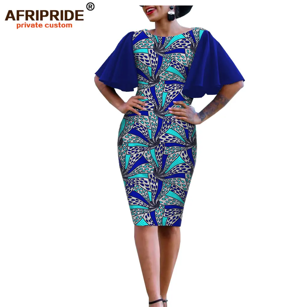 579-1 Африканские облегающие платья для женщин AFRIPRIDE bazin richi с короткими рукавами-бабочками Дашики восковое женское платье с принтом Анкара A1925007 - Цвет: 579-1