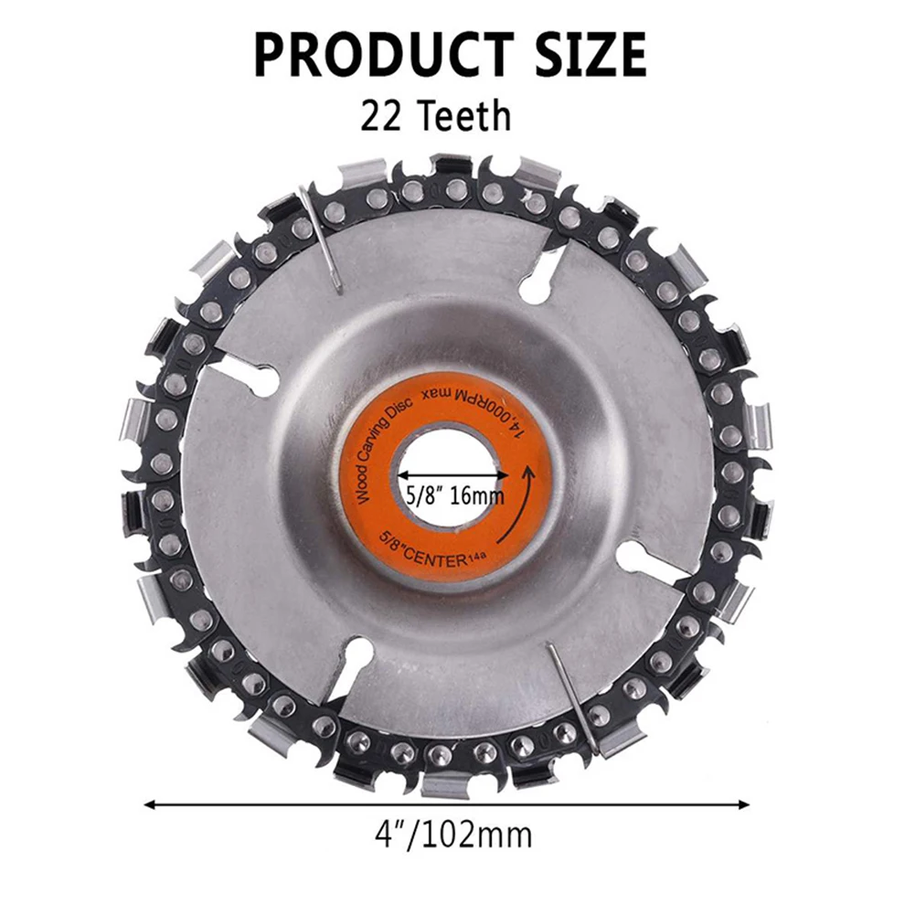 

4\"/5\" 22Teeth Angle Grinder Chain Disc Carbide Chainsaw Wood Carving Cutting Chain Saw Disc Electrical Power Accessory Tool