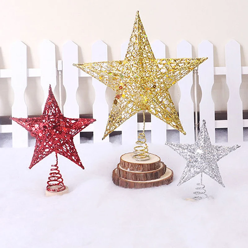 

2021 New Christmas Tree Decoration Sparkling Christmas Tree Topper Hollow Out Star Xmas Decor Party Supplies High Quality