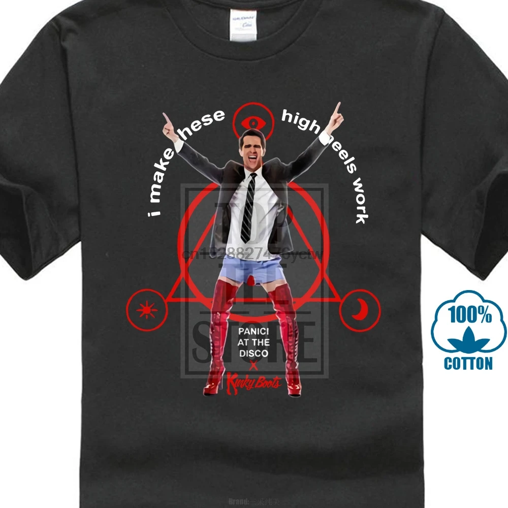 Новинка необычные ботинки Brendon Urie Panic At The Disco MenBlack футболка Размеры S до 4Xl|Мужские