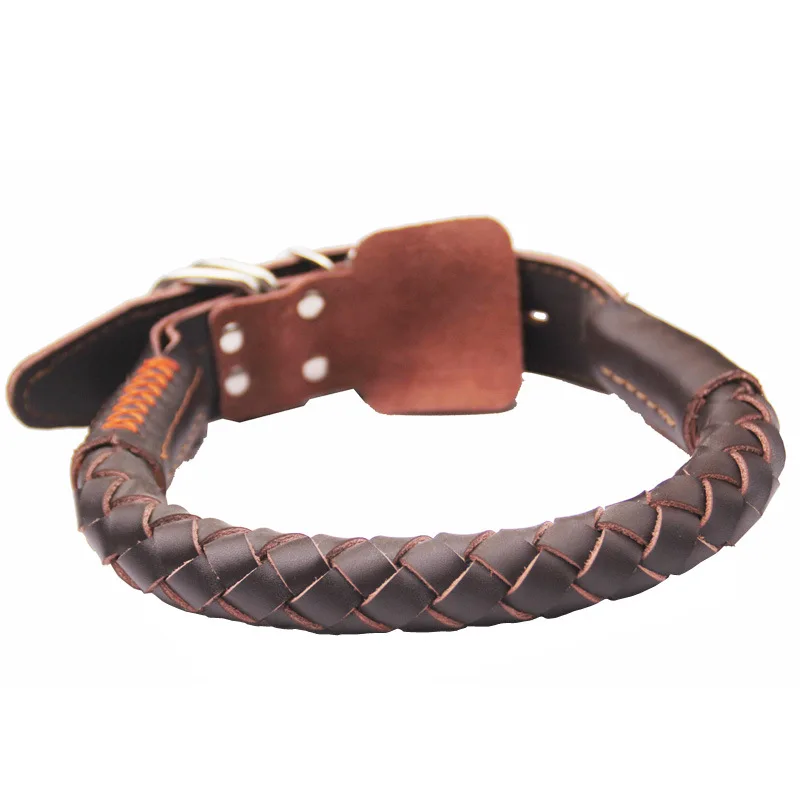 Braided Real Leather Dog Collar pet Collars Soft For German Shepherd Golden Retriever Medium Large Big Dogs | Дом и сад
