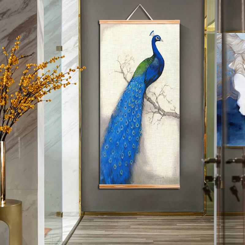 Дикая животная Павлин Ретро картина в скандинавском стиле искусство интерьера