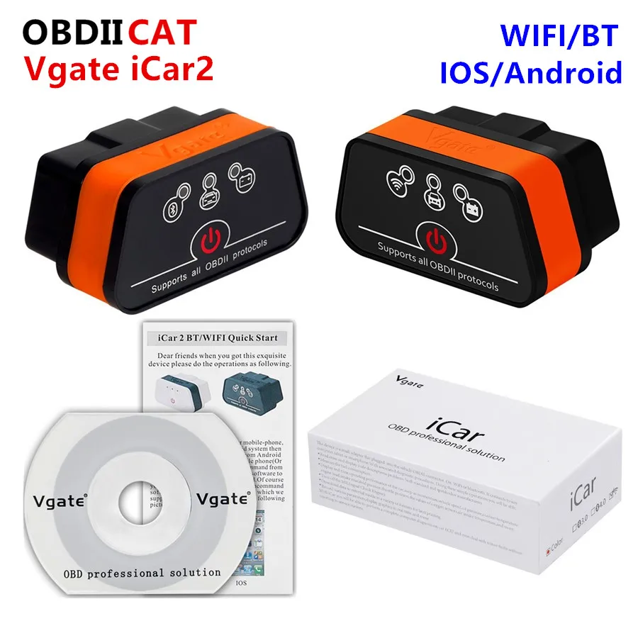 Vgate iCar 2 ELM327 Wifi/Bluetooth V2.1 OBD OBD2 диагностический инструмент для IOS /Android Icar2 Bluetooth OBDII