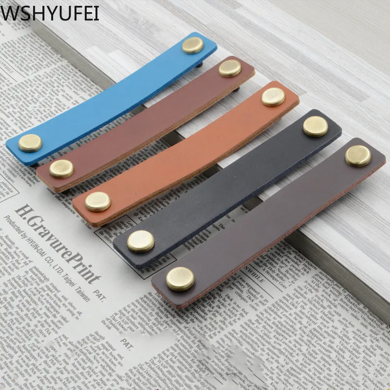 Ручная работа кожаная ручка европейский стиль мягкий минималистичный дверной