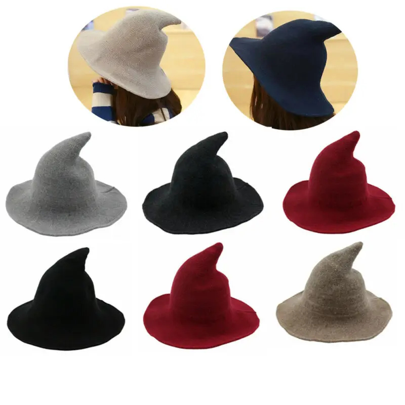 1 шт. Современная шерстяная женская шляпа ведьмы на Хэллоуин из модной овечьей