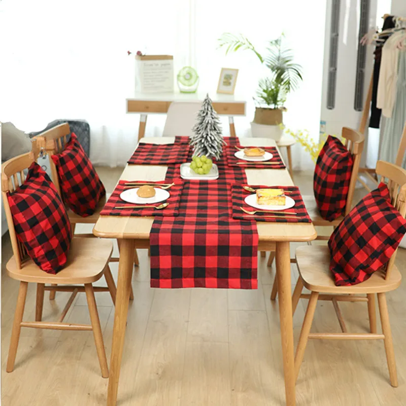 Рождественские коврики в клетку из буйвола рождественские украшения для