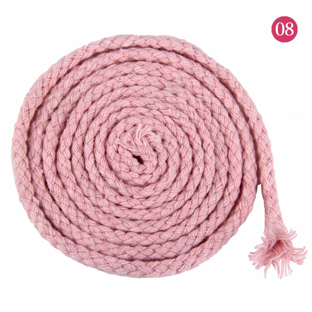 pink 20 метров 7 мм экологически чистый хлопок шнур высокая прочность витая хлопковая Веревка DIY ремесло тканая веревка домашний текстиль ремесло Домашний декор - Цвет: pink
