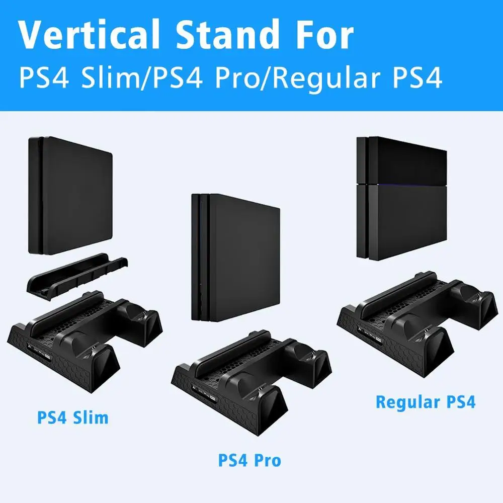 PS4/PS4 Slim/PS4 Pro контроллер зарядное устройство консоль вертикальная подставка охлаждающий вентилятор зарядная станция для SONY Playstation 4