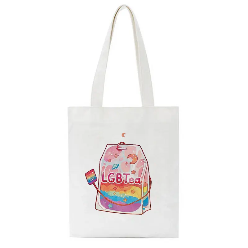 

Colours Of Rainbow College Cute Harajuku Tote 2021 Summer Female No Zipper Shoulder Bags Kawaii Juice Large-capacity Handbag