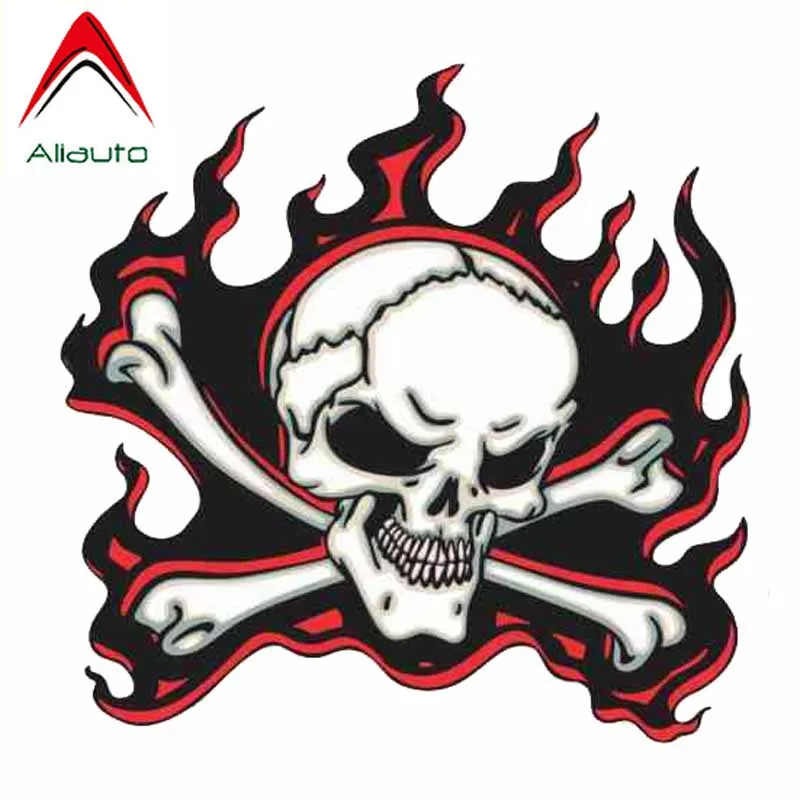 Aliauto персональная Автомобильная наклейка Re Red Flame Skull ПВХ для Mercedes Honda Toyota Volkswagen