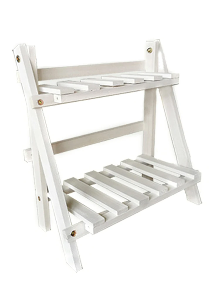 

2 Tiers Mini Flower Plant Holder Stand Rack Wooden Plant Stand Balcony Desktop Garden Flower Plant Stand Bonsai Display Shelf