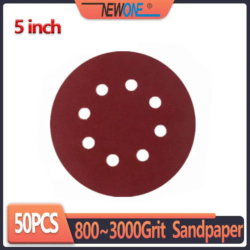 

50pcs 125mm orbital sander sandpaper discs 800 1000 1500 2000 3000 grit sanding new