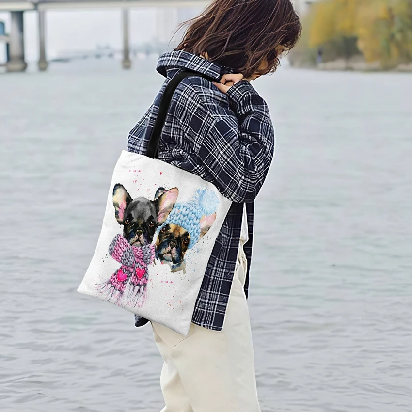 Женская сумка через плечо Подарочный тоут в виде французского бульдога с