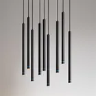 Черно-белая светодиодная люстра, Современная длинная трубчатая Подвесная лампа, кухонный остров, столовая, украшение для магазина, цилиндрическая трубка, подвесной светильник