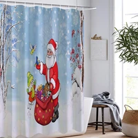 3d santa claus shower curtain home decoration shower curtain parade foggy waterproof washable christmas gift bathroom curtain