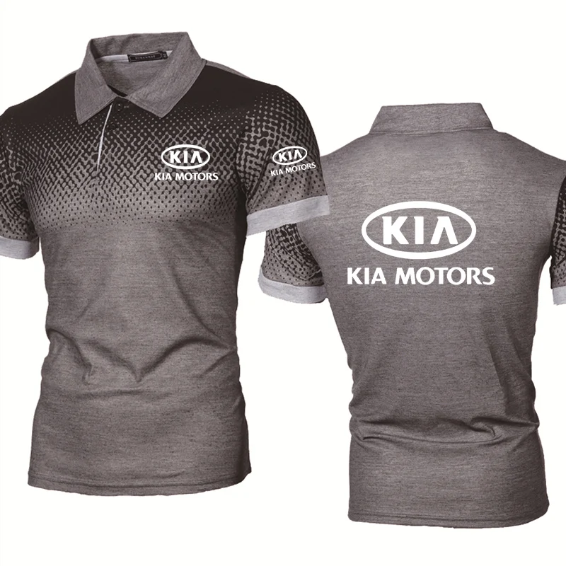 

Casual trend POLO shirt KIA Car Logo Printing Casual Splicing short sleeve Cotton Gradient High Quality Men's POLO shirt