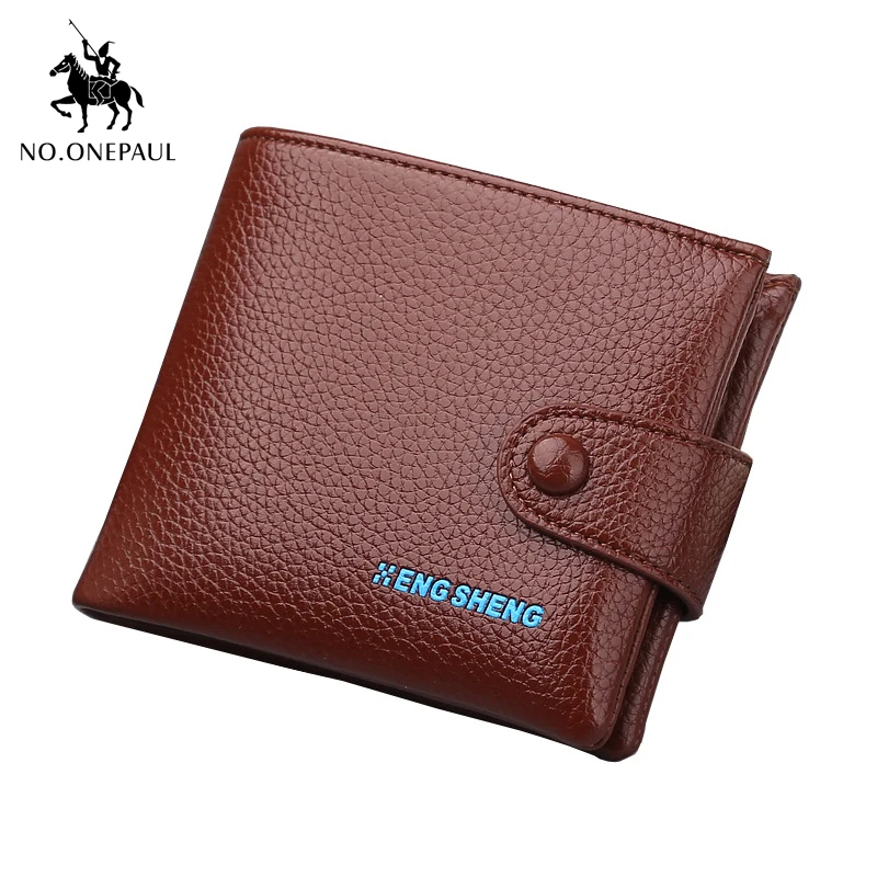 NO.ONEPAUL 2020 New Retro nostalgic cowhide button short original wallet men's short leather wallet soft wallet