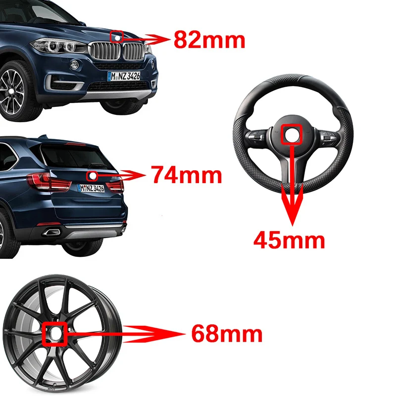 Эмблема Переднего Капота из углеродного волокна 82 мм задний значок 74 колпачок