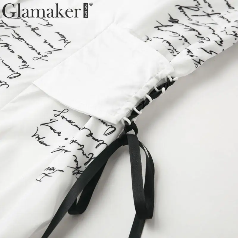 Glamaker с буквенным принтом высокая талия Бандажное короткое платье рубашка