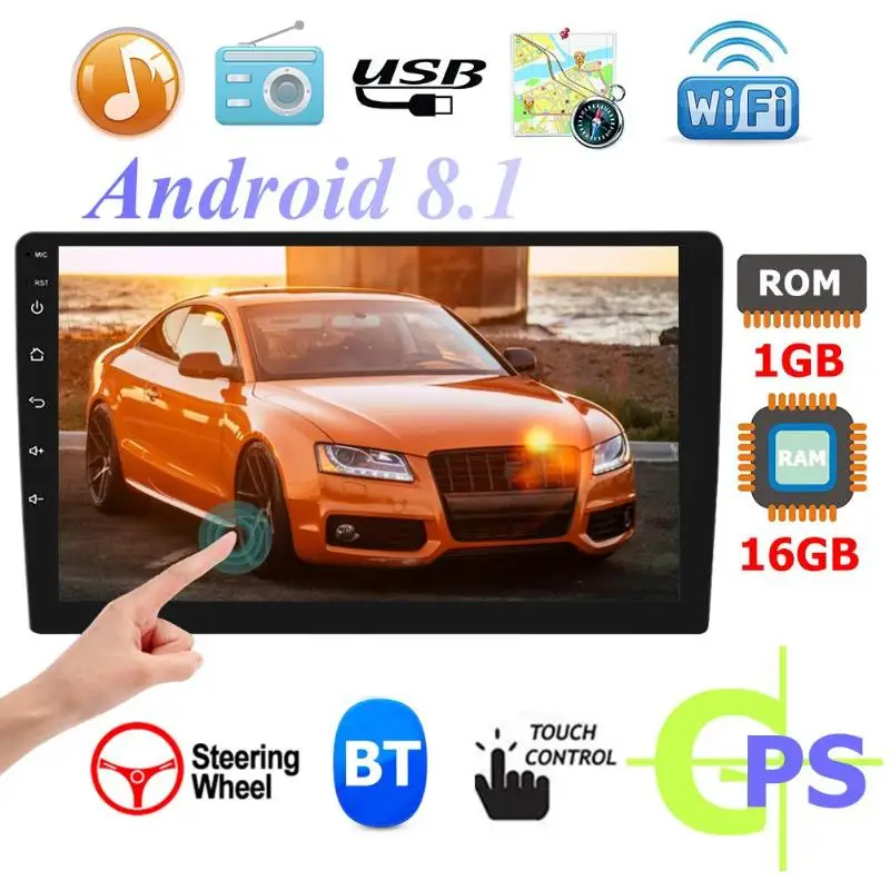 10101 10,1 дюймов сенсорный экран Android 8,1 Стерео gps Navi FM радио MP5 плеер Поддержка рулевого колеса управления видео выход