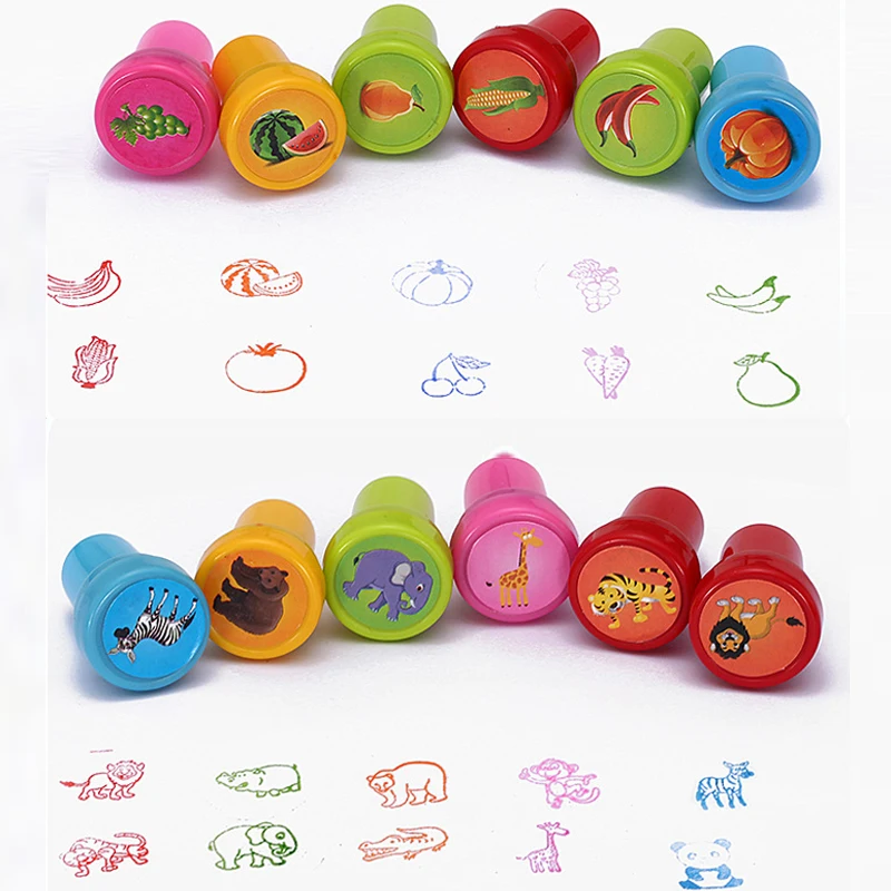 10 шт./компл. мультфильм фрукты динозавр море дикие животные марки дети
