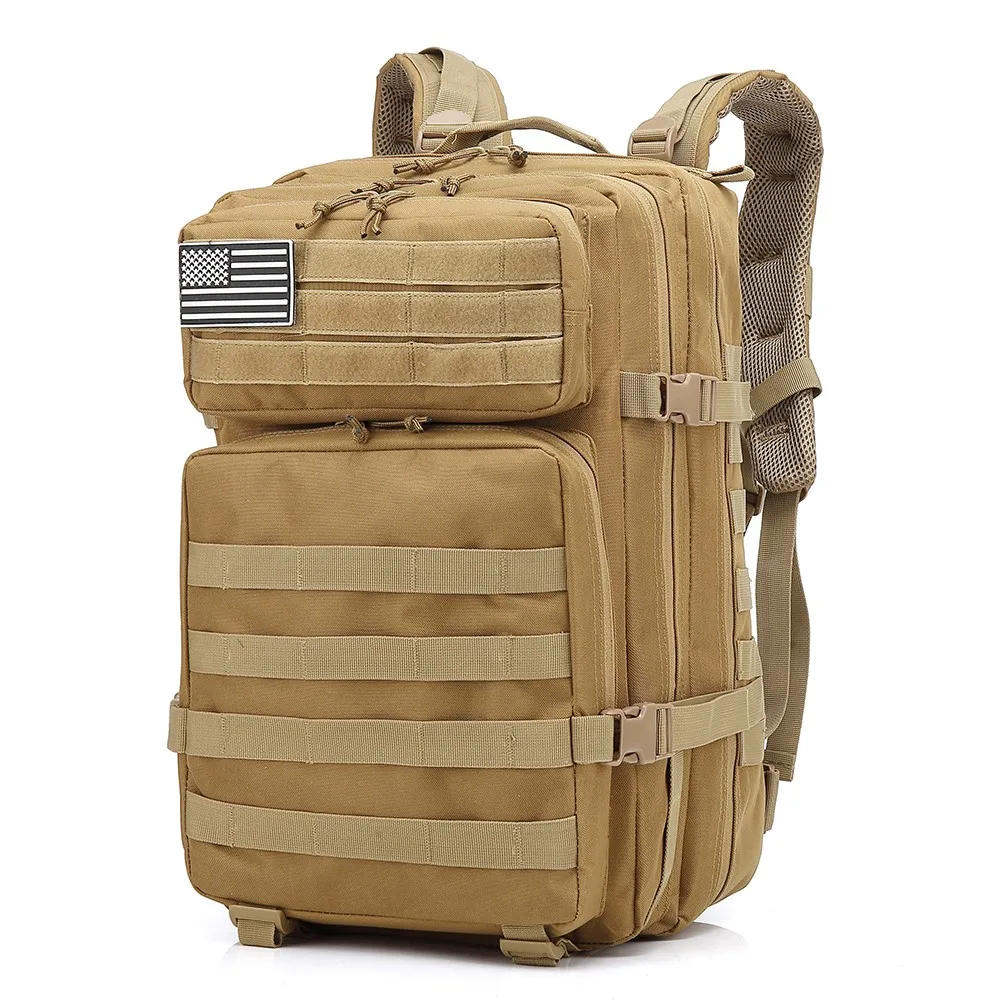 Tan 45L тактические рюкзаки 900D военные штурмовые сумки мужские армейские уличные EDC Molle пакет для треккинга кемпинга охоты боевой мешок - Цвет: Tan