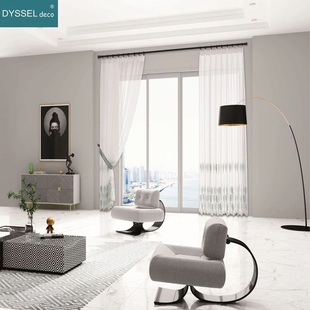 Современные прозрачные шторы из вуали с цветочной вышивкой в европейском стиле