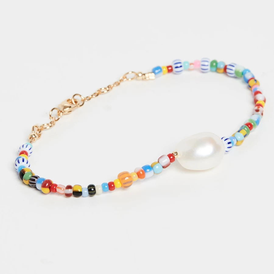 bracelet Lohri кристалл натуральный камень стекло браслет из бисера натуральный настоящий четырехлистный клевер талисманы браслет подарок на удачу браслеты для женщин - Окраска металла: bracelet