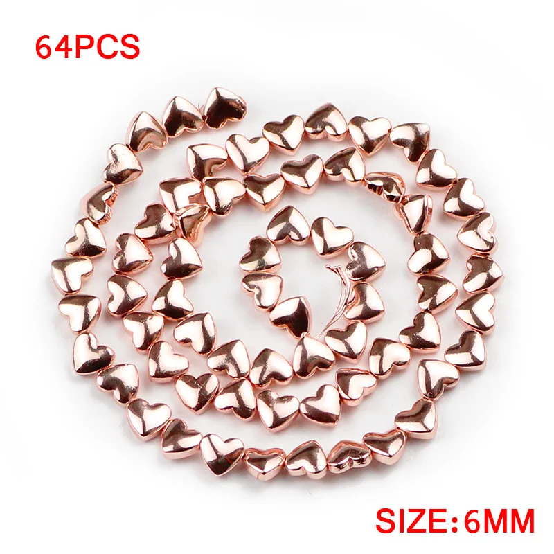 Rose Gold JHNBY 6*5 мм розовое золото серебро в форме сердца гематит натуральный камень разделитель свободные бусины для самостоятельного изготовления ювелирных изделий Браслеты Аксессуары - Цвет: Rose Gold