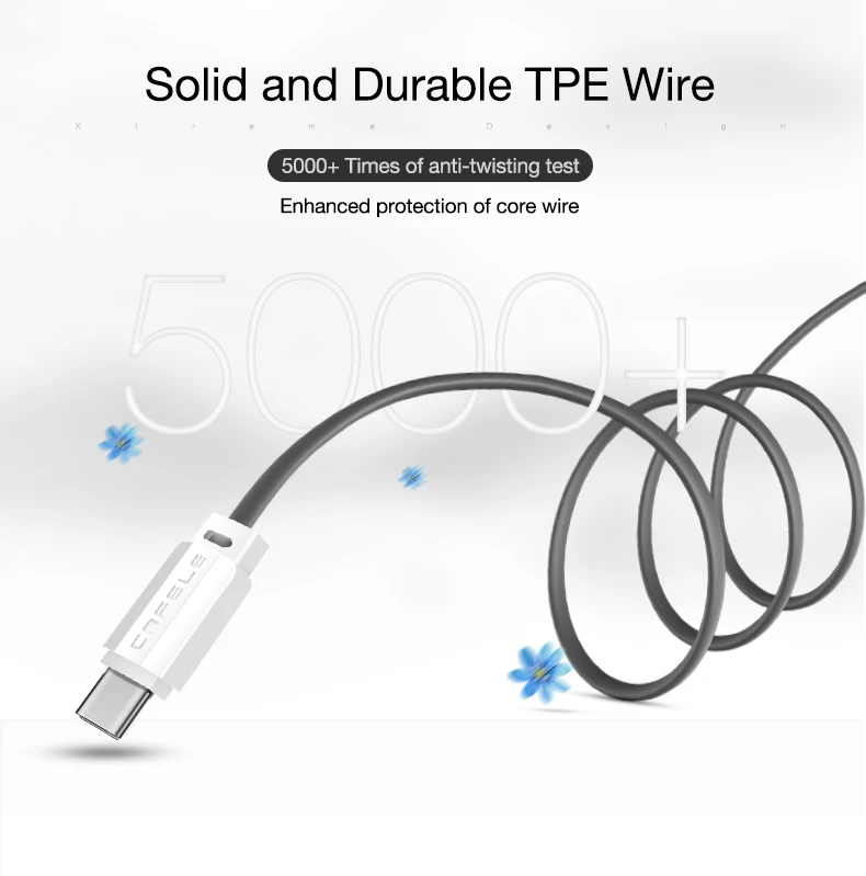 Cafele usb type-C кабель для Xiaomi 8 плоский кабель type-C для huawei P20 быстрая передача данных зарядное устройство type C для Xiaomi 8 SE