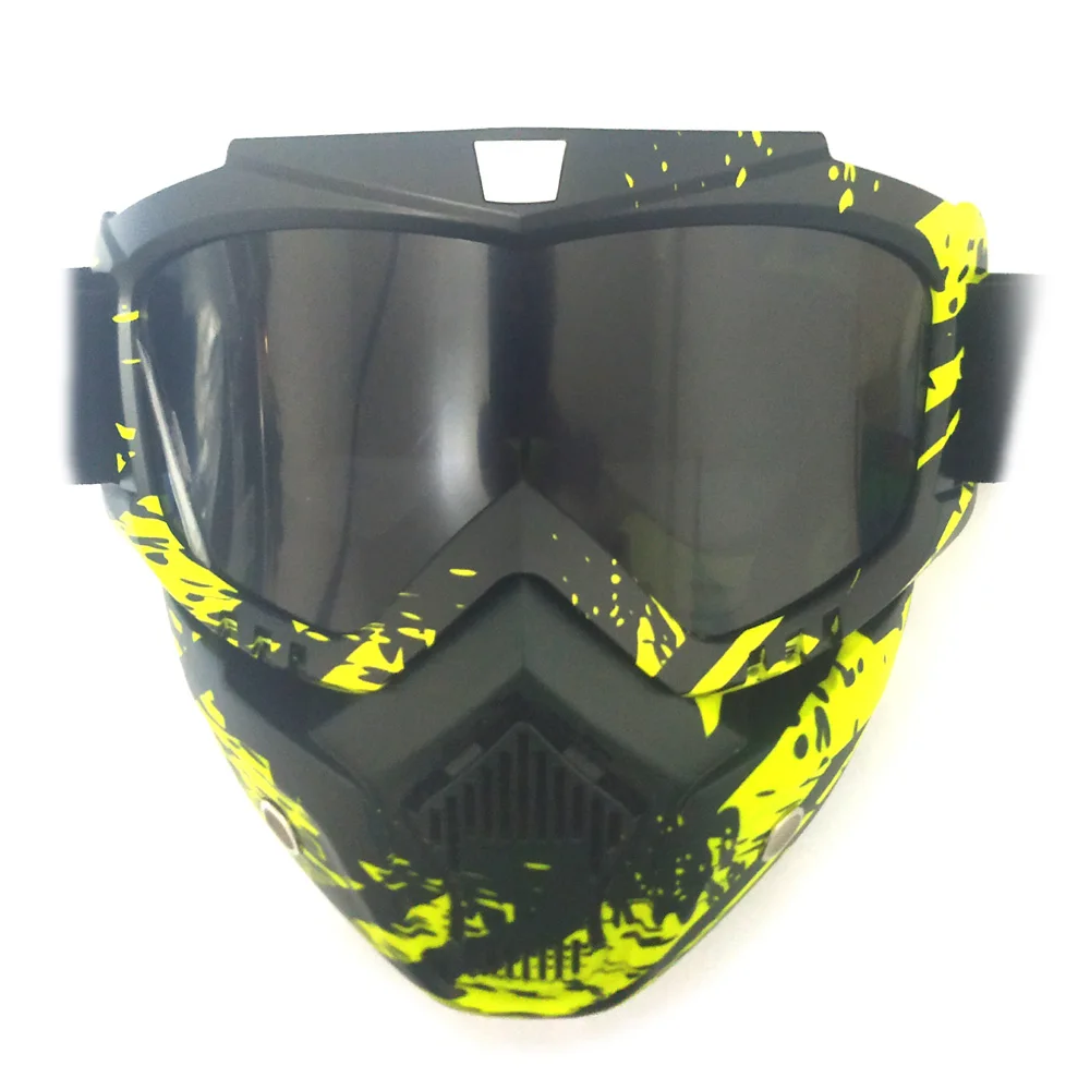 Мужские женские модульные маски для лыж и сноуборда Snowmobile Skiing Goggles Windproof Motocross Glasses Safety с фильтром для рта.