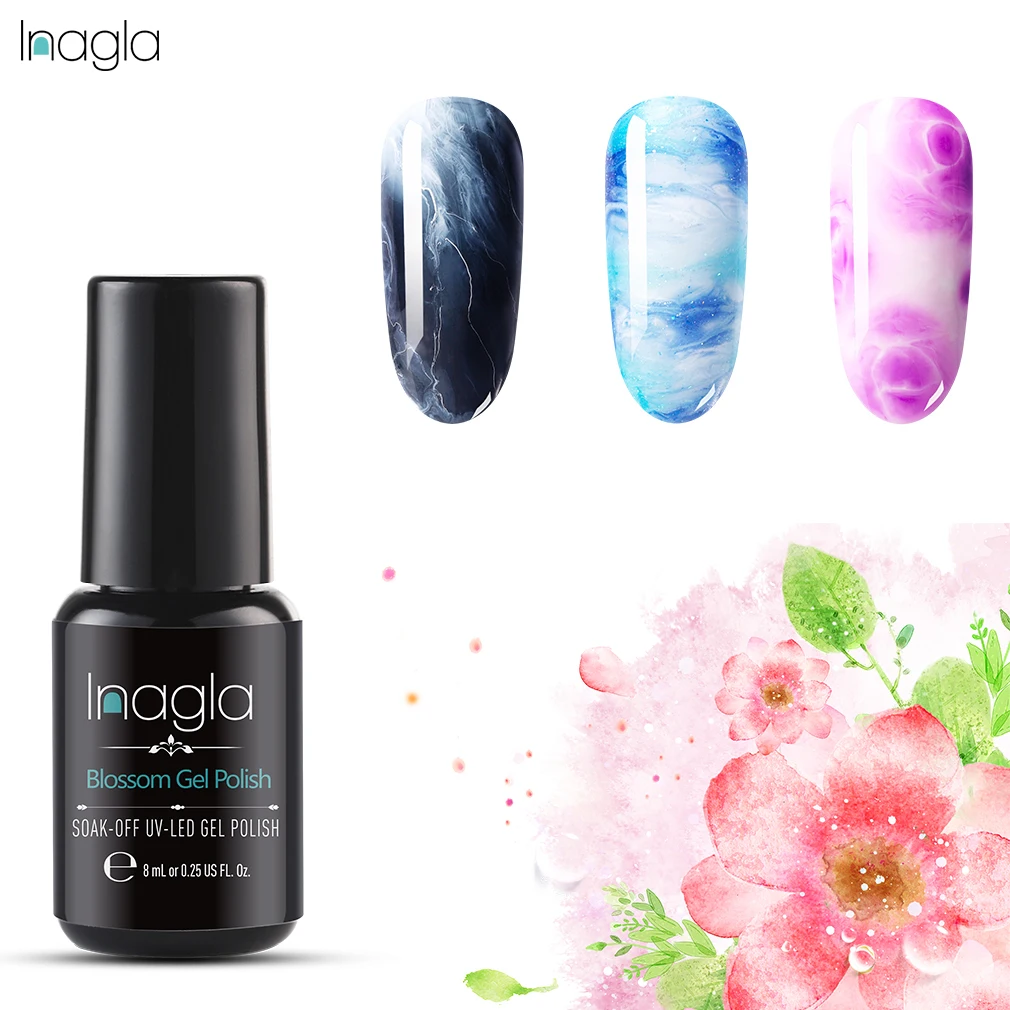 

Inagla 8ML Blossom Color Series Nail Gel Polish Soak off UV LED Nail Gel Polish Lacquer Varnish Top Base Coat Manicure Art Salon