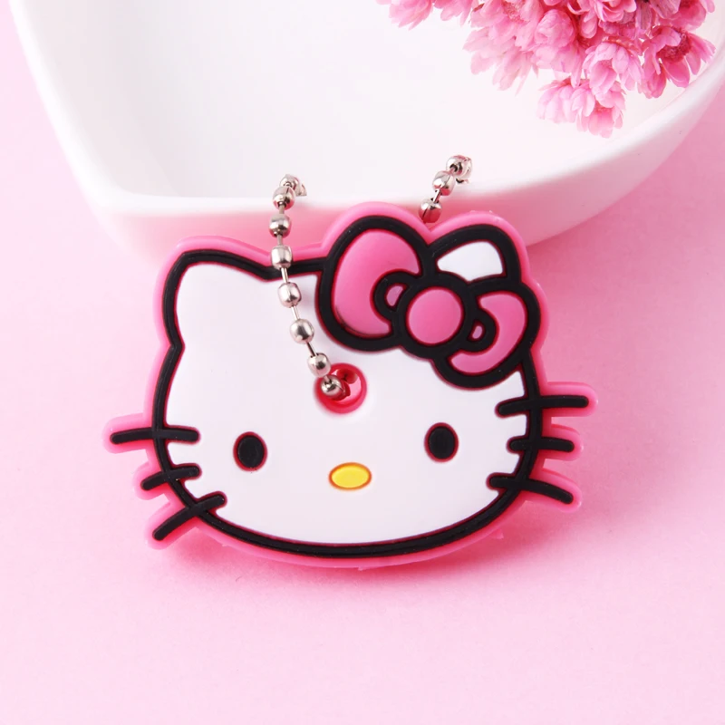 Cartoon Anime Cute Key Cover Cap Silicone Mickey Stitch Bear Keychain Women Gift Owl Porte Clef Minne Key Chain - Цвет: Photo Color2