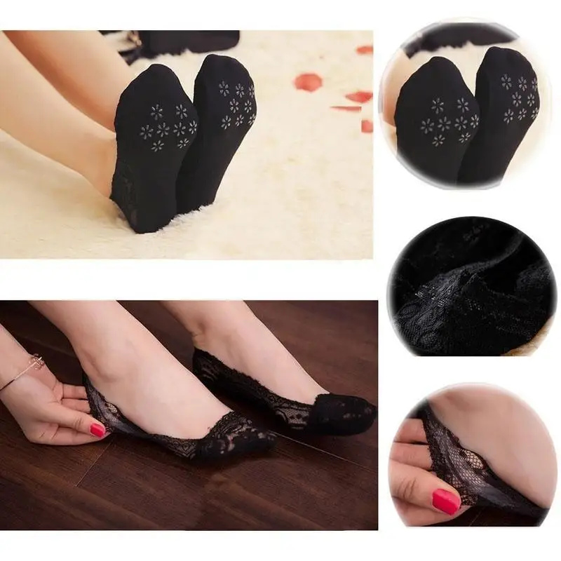 

Soft Non-Slip Socks Silicone Invisible Ankle Socks Peas Shoes Thin Low Cut Socks Fashion Women Lace Socks Breathable Boat Socks