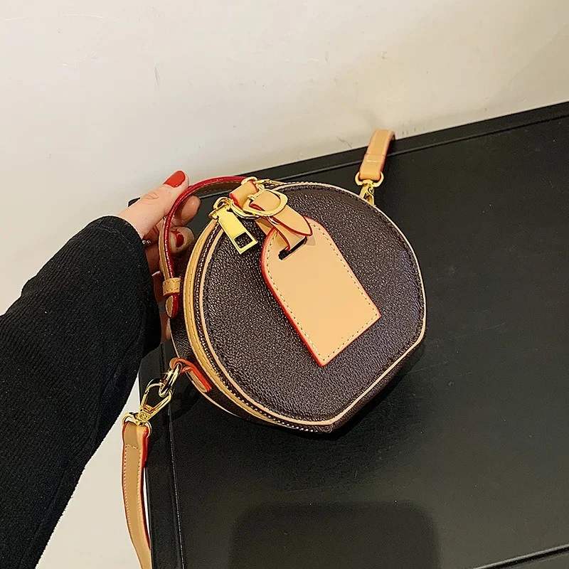 

High Sense Western Style Retro Small Round Bag Niche Design Handbags Women Messenger Shoulder Bags Female Chain Pure Color Bag