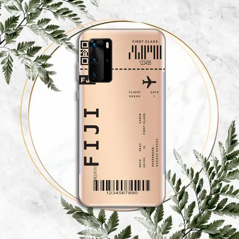 

AIR Tickets Travel Label Country Phone Case Clear Transparent for huawei honor P 40 30 20 lite Pro 10 i 8 9 x p smart 2019