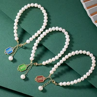 925 sterling silver gold plated natural pearl retro shou character personality lady temperament cloisonne bracelet for women