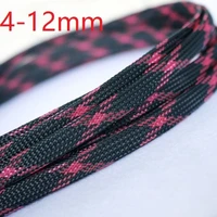 2meters black pink pet braided wire sleeve 4 6 8 10 12mm tight high density insulated cable protection expandable line sheath