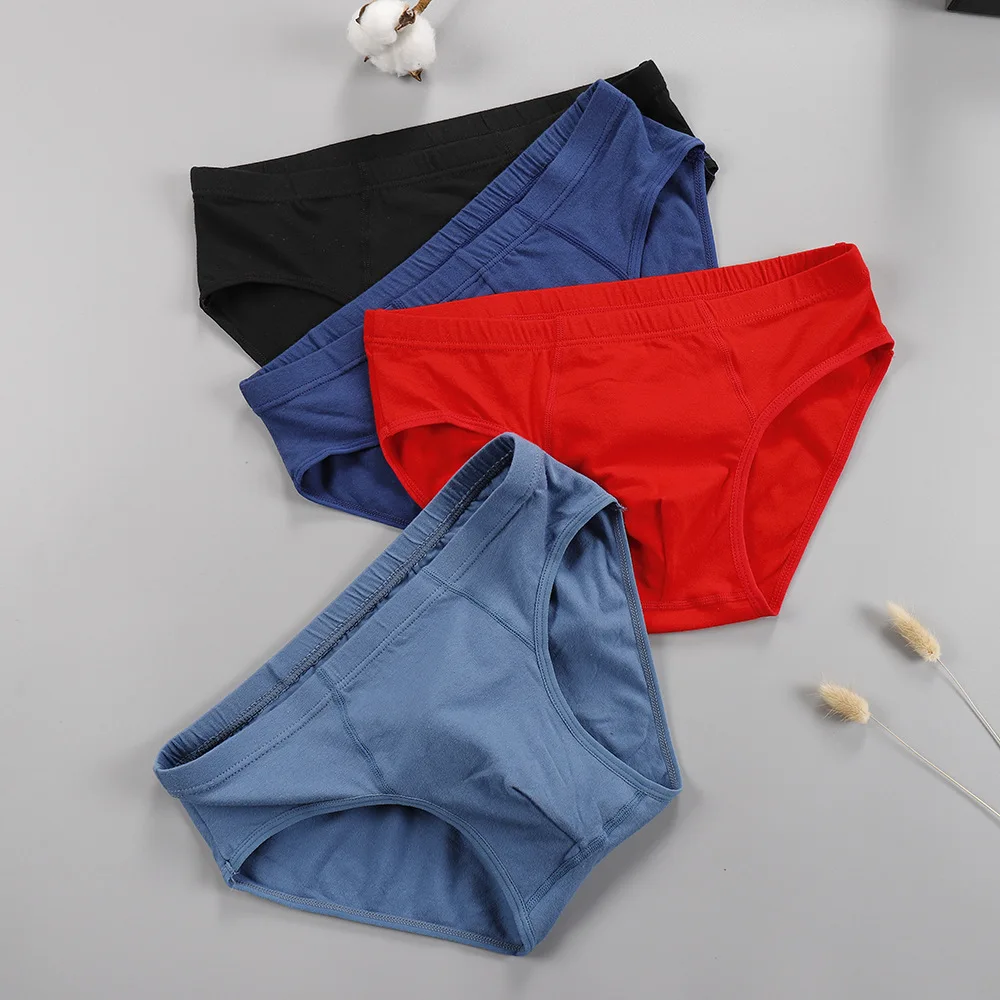 

4 Piece men's RC cotton triangles men's plain mid-waist underwear