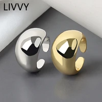 livvy korean simple silver color handmade rings for women wedding couple creative geometric engagement jewelry gifts