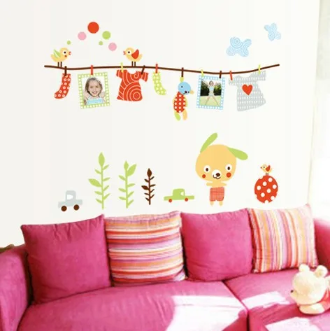 

Clothesline Wall Decal DIY Removable Art Photo Memory Frame PVC Wallpapers Family Home Sticker Mural Home Decor