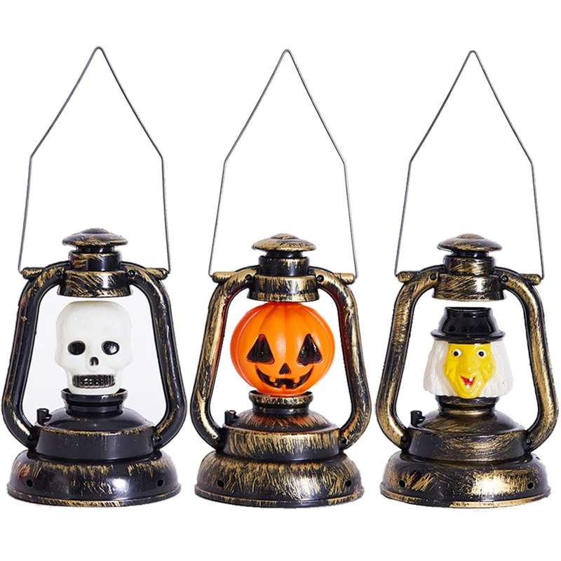 Хэллоуин ручная Тыква светлая забавная творческая Череп Призрак Фонарь
