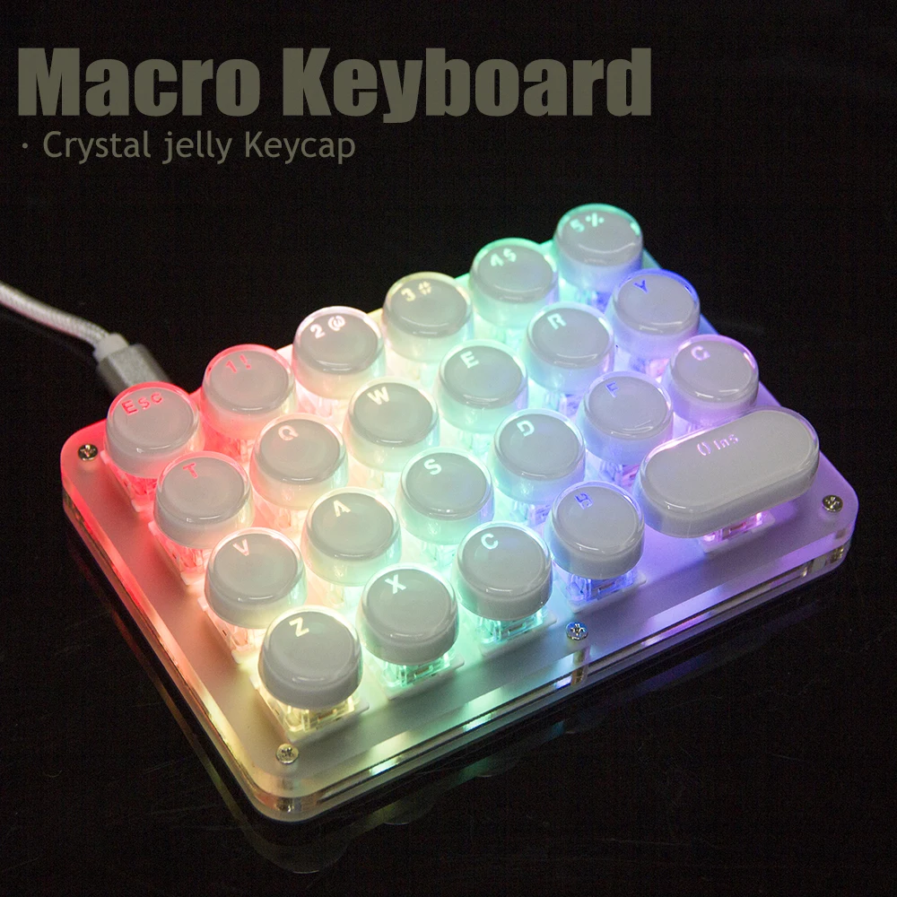Keycap de Cristal Teclado de Programação Macro para Jogos de Atalho Novo Teclas Personalizado Mão Osu! Teclado Mecânico Led Retroiluminado 23 Uma