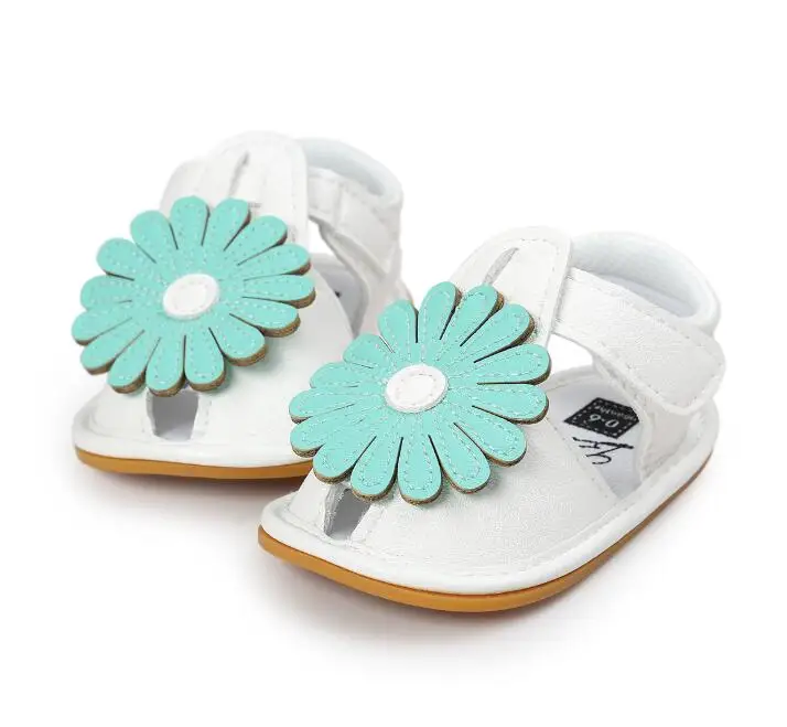 Green Sandalia bebe/летние сандалии с подсолнухами для маленьких девочек; нескользящая обувь для детей; для малышей; для новорожденных - Цвет: Green