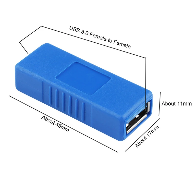 Blue/Black USB 3.0 Type A Female To Adapter Coupler Gender Changer Connector Join two Type-A Connectors |